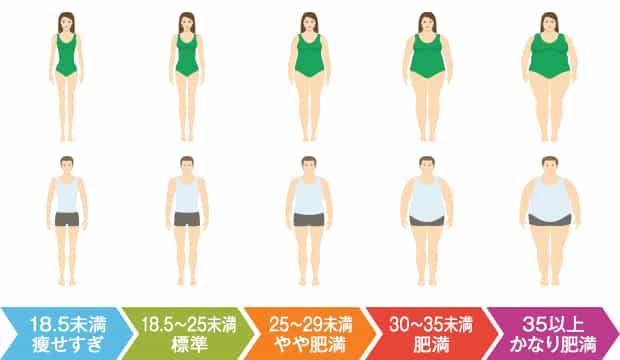BMI値と肥満度の目安
